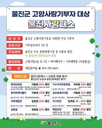 울진군, ‘울진에 기부하고, 내 SNS에 소문내고!’ 이벤트 추진