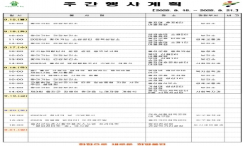 울진군 주간행사계획표 (2025.9.15 ~ 2025.9.21)